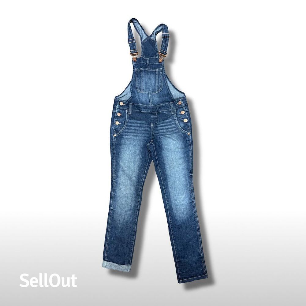 lei Juniors XS Blue Denim Overalls Whiskered Casual - Picture 2 of 7